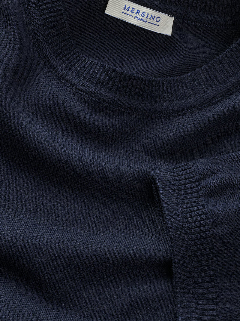 NAVY CASHMERE SILK T-SHIRT