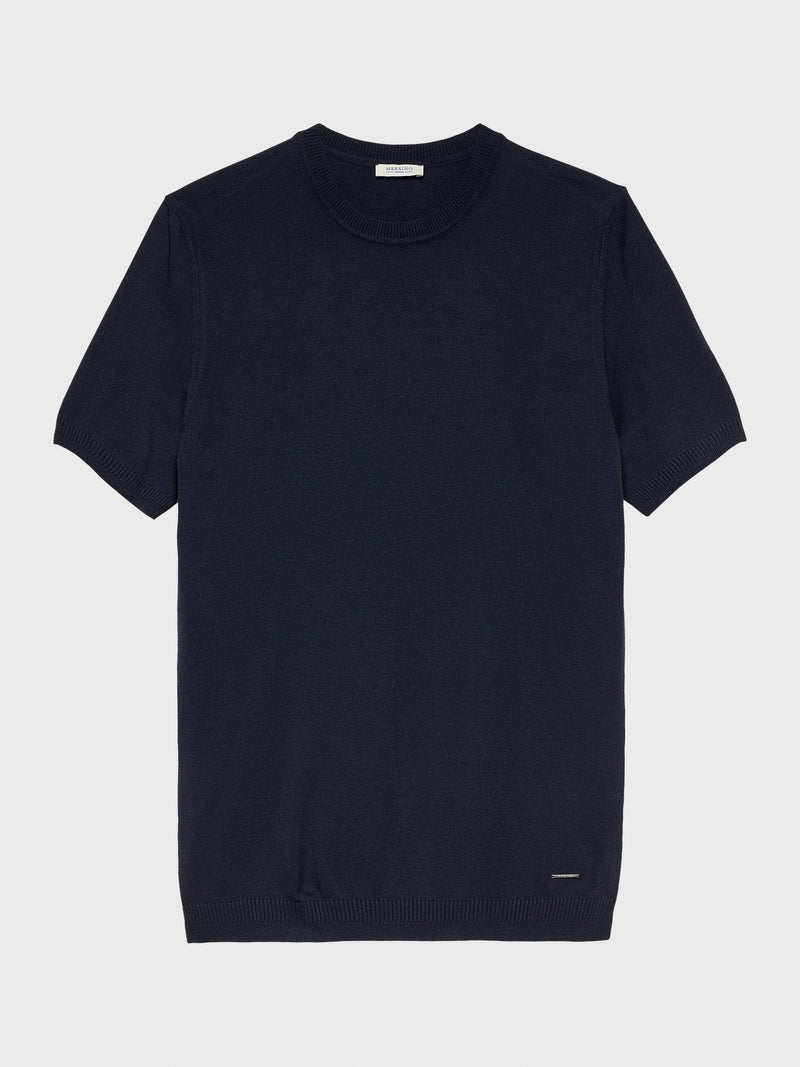 NAVY CASHMERE SILK T-SHIRT