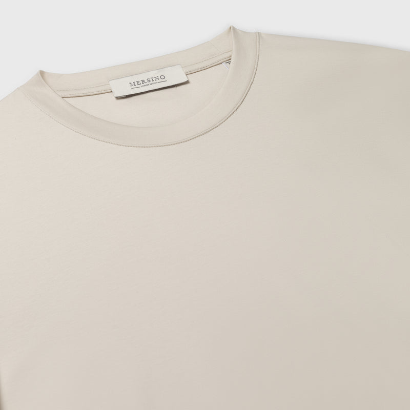 BEIGE SOFT MERCERIZED COTTON T-SHIRT