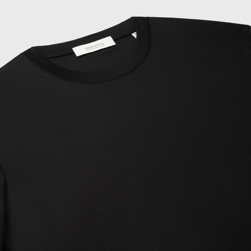 BLACK SOFT MERCERIZED COTTON T-SHIRT