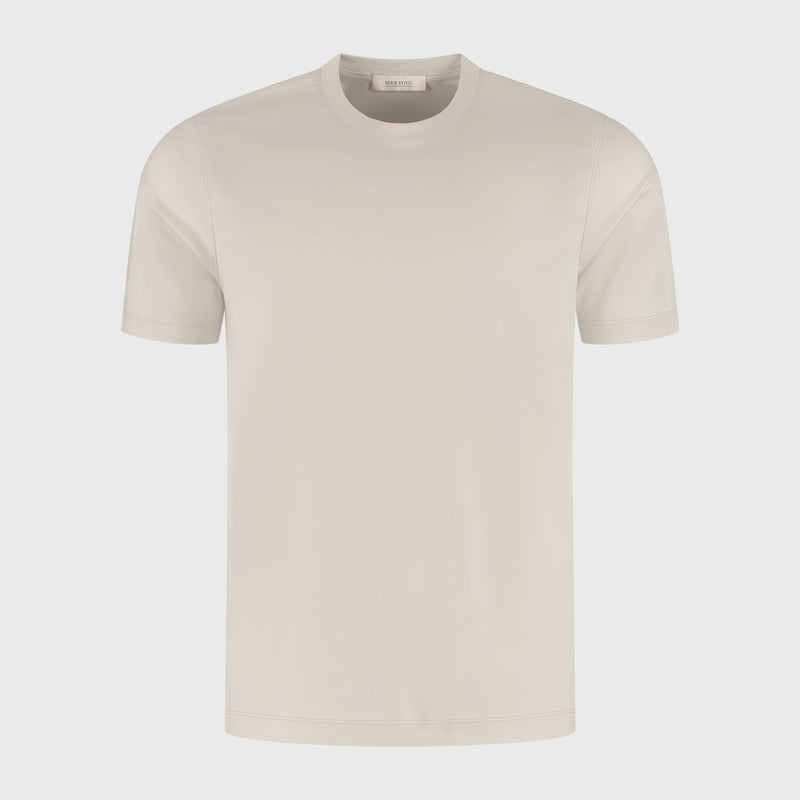BEIGE SOFT MERCERIZED COTTON T-SHIRT