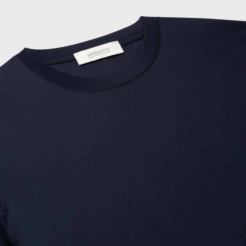 NAVY BLUE SOFT MERCERIZED COTTON T-SHIRT