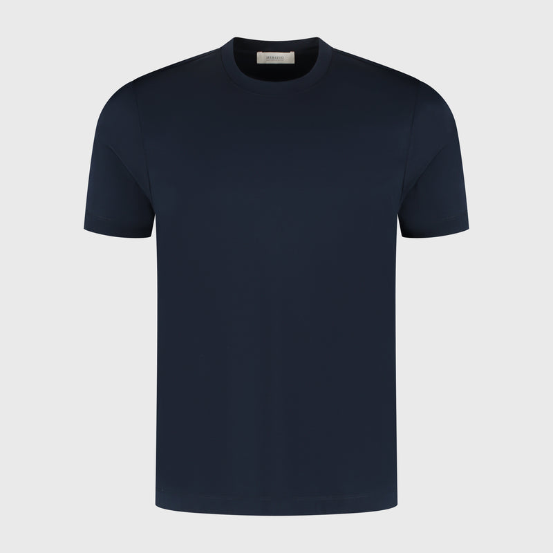 NAVY BLUE SOFT MERCERIZED COTTON T-SHIRT