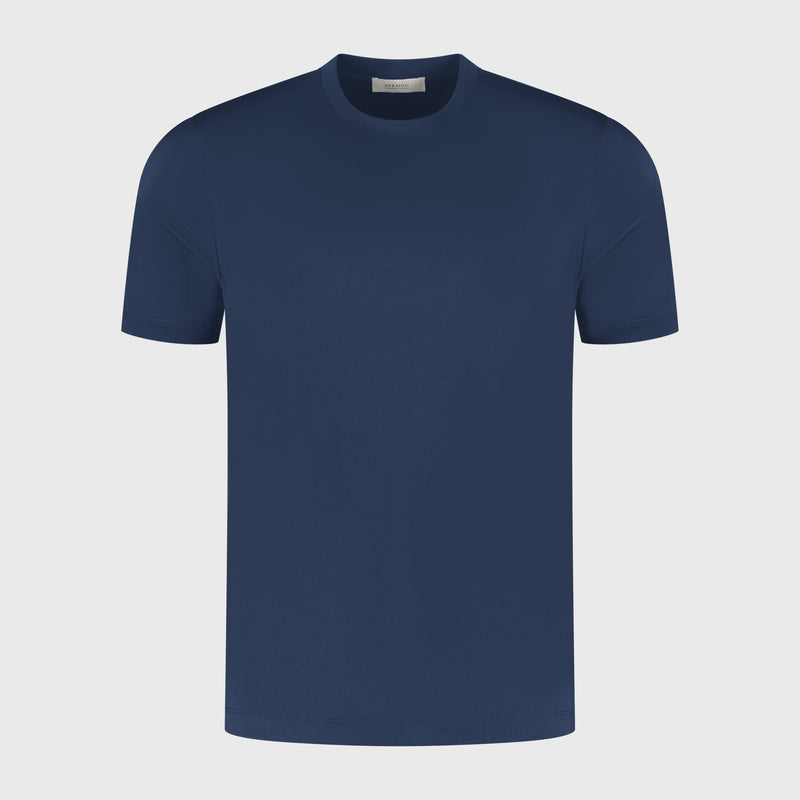 SAX BLUE SOFT MERCERIZED COTTON T-SHIRT