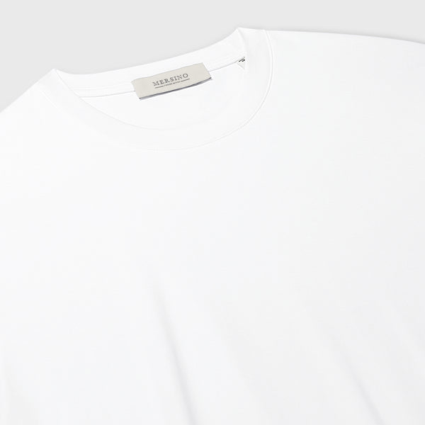 WHITE SOFT MERCERIZED COTTON T-SHIRT
