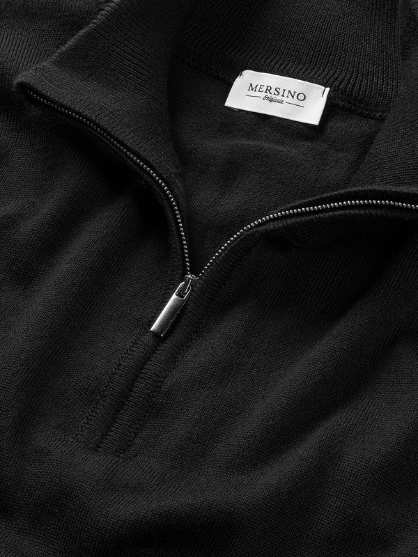Black Cashfeel Half-Zip Sweater