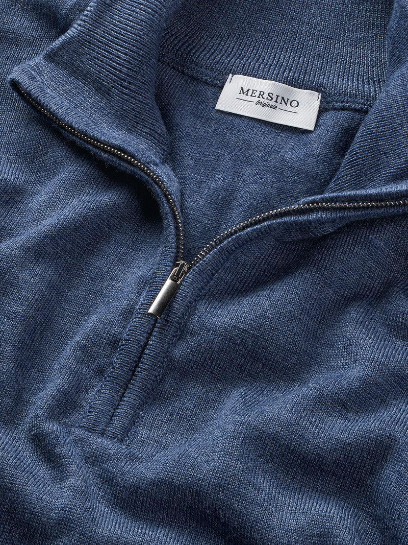 Sea Blue - Cashfeel  Half-Zip Sweater