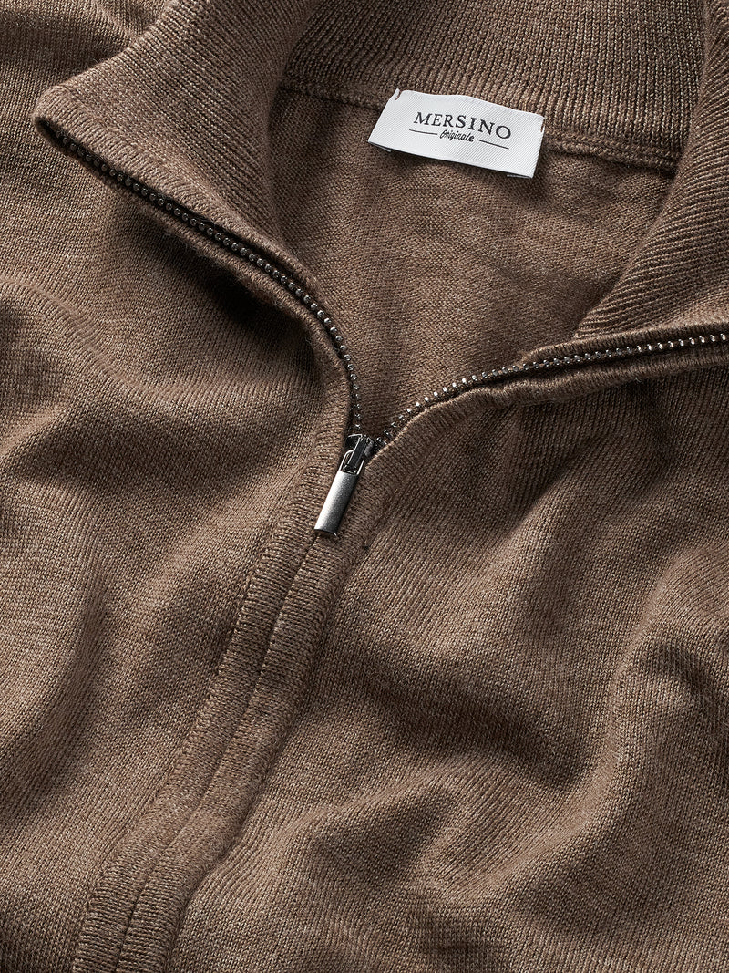 Beige Cashfeel Full-Zip Sweater