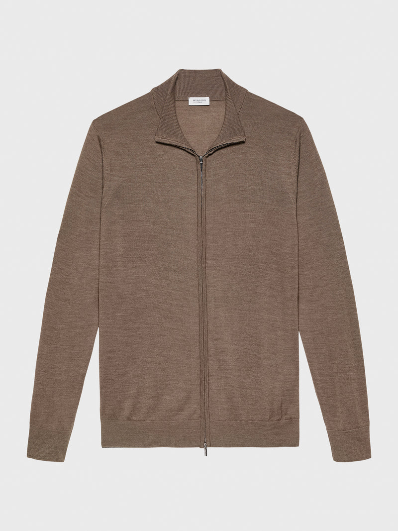 Beige Cashfeel Full-Zip Sweater