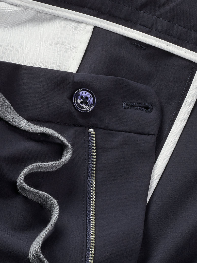 MERSINO MILANO EDITION NAVY BLUE DRAWSTRING TROUSERS - DESIGN IN ITALY
