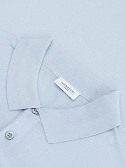 SKY BLUE SILK-COTTON POLO