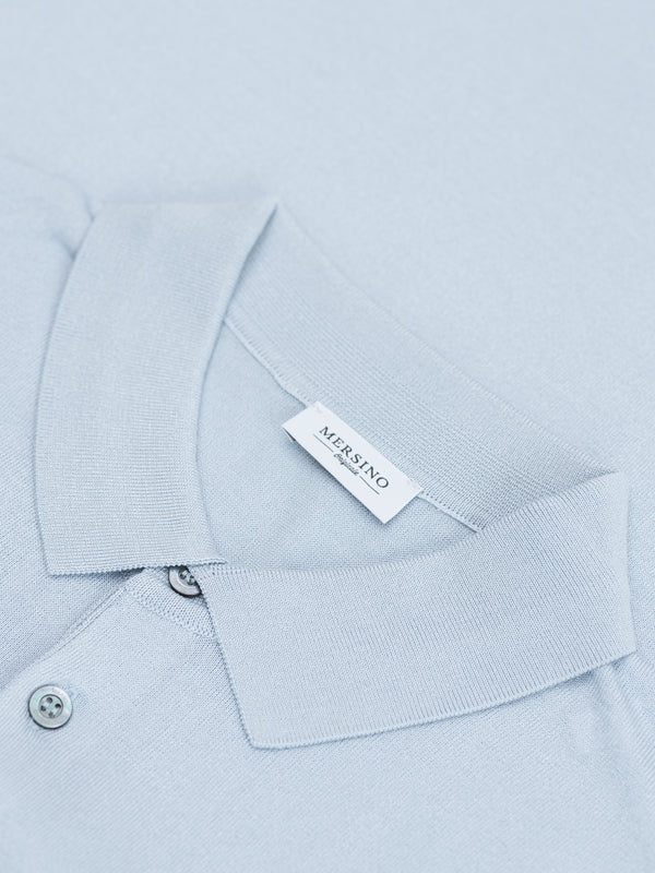 SKY BLUE SILK-COTTON POLO