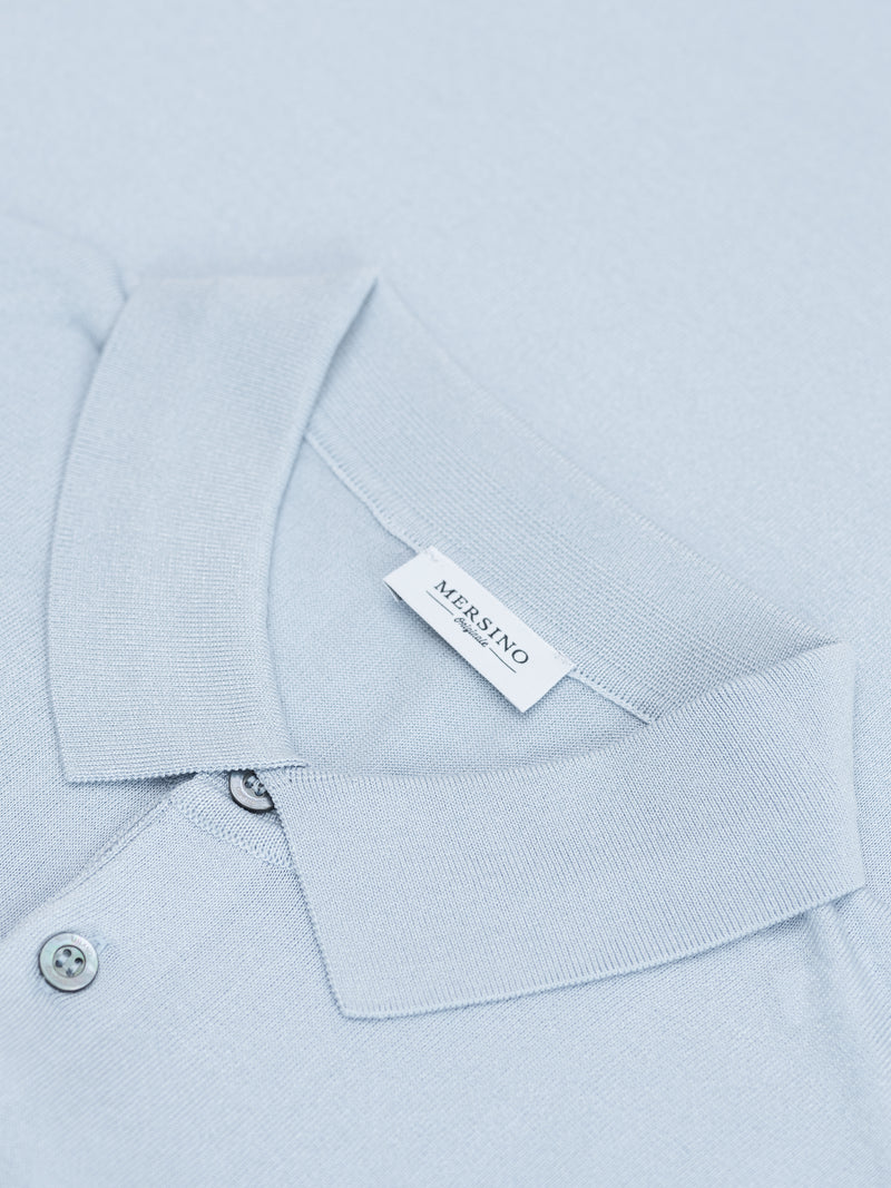 SKY BLUE SILK-COTTON POLO