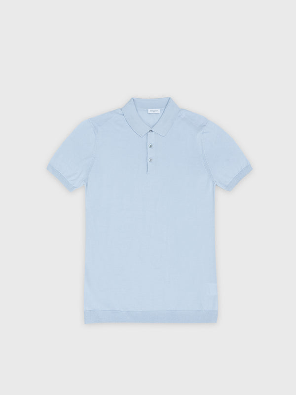 SKY BLUE SILK-COTTON POLO