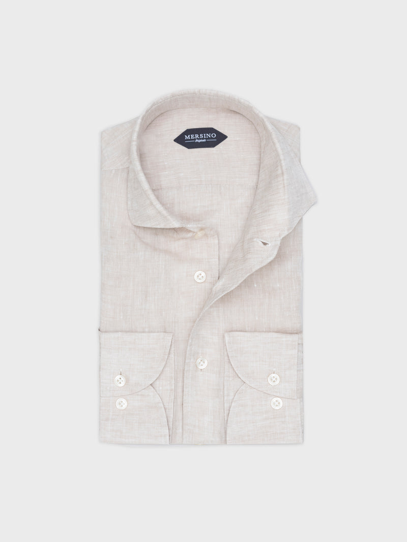 Mersino Beige Pure Linen Marina Shirt by Canclini