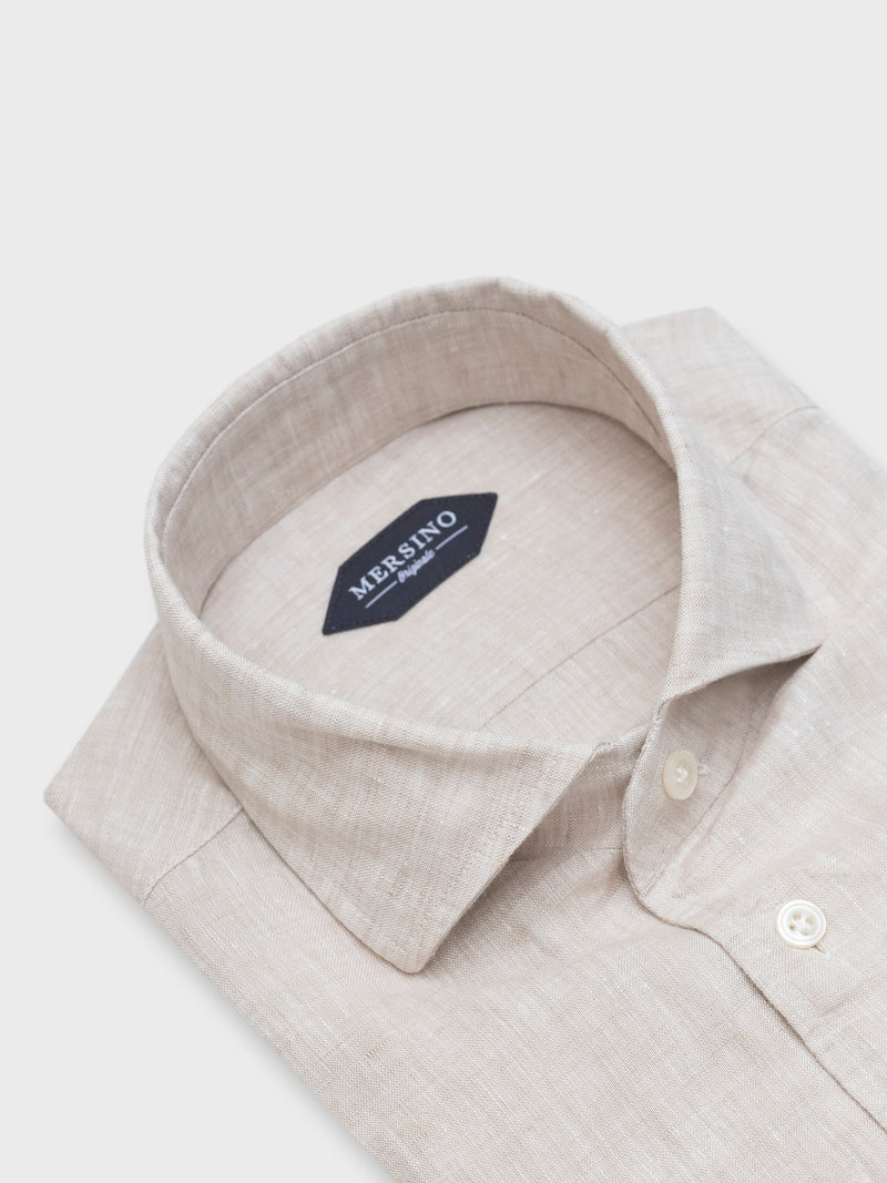 Mersino Beige Pure Linen Marina Shirt by Canclini